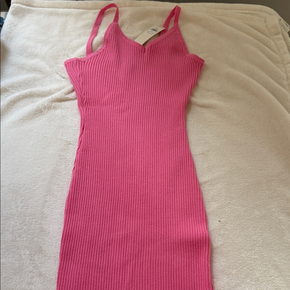 Francesca's Collections Vibrant Pink ribbed long  Dress